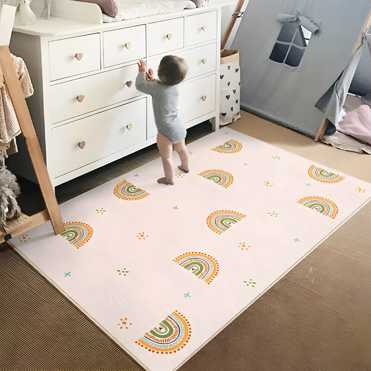 Rectangle Polyester Anti-Slip  Area Rug for Kids Room Image - 2 | homeyfad