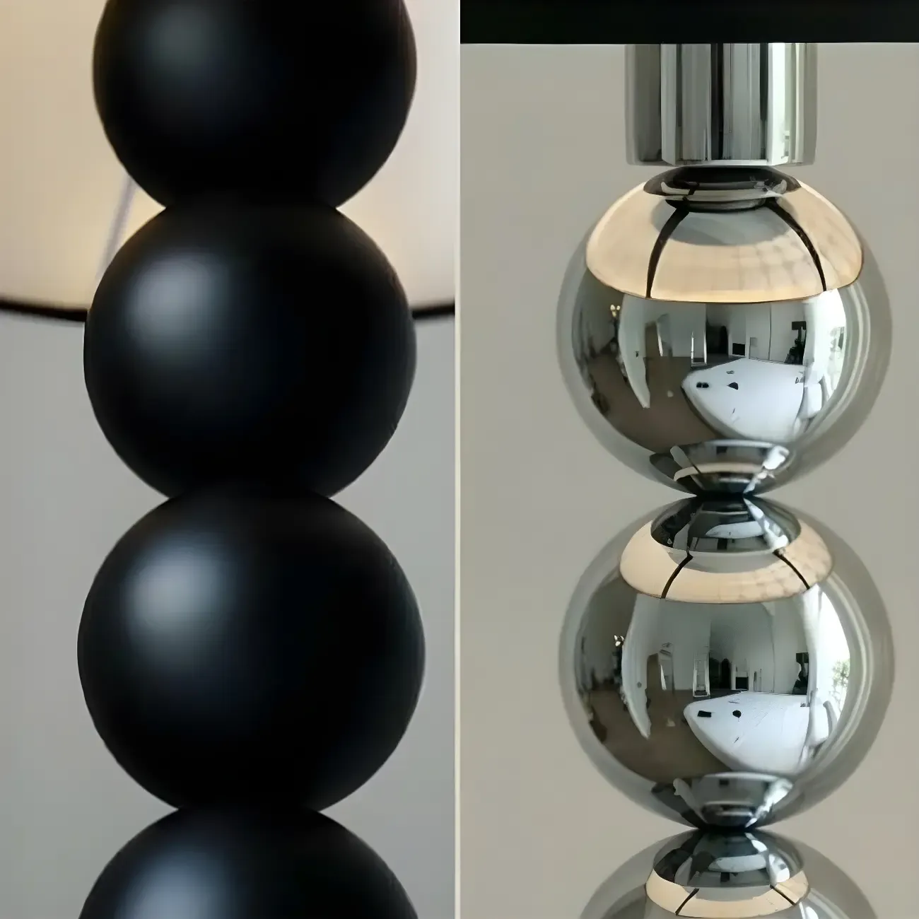 Traditional Black Floor Lamp with Stacked Ball for Bedroom Image - 7