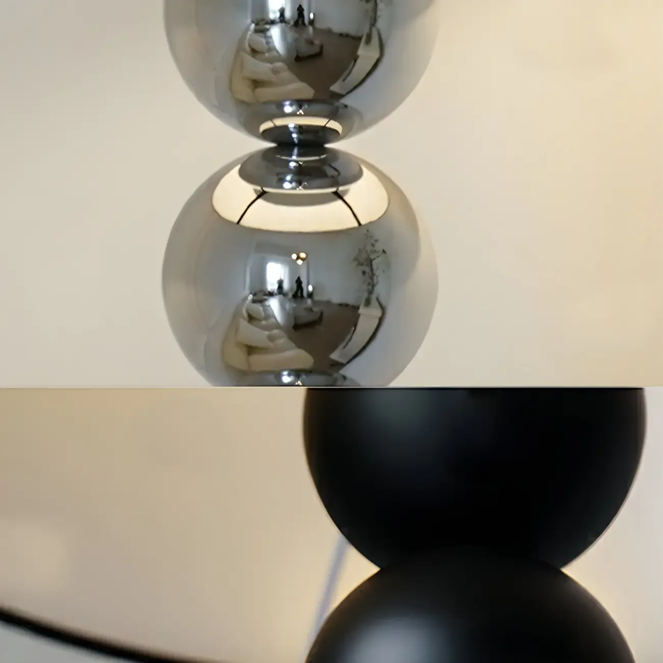 Traditional Black Floor Lamp with Stacked Ball for Bedroom Image - 8