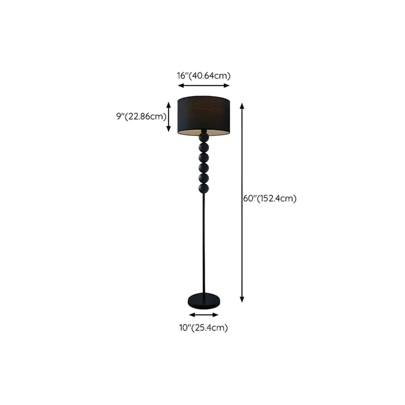 Traditional Black Floor Lamp with Stacked Ball for Bedroom #size