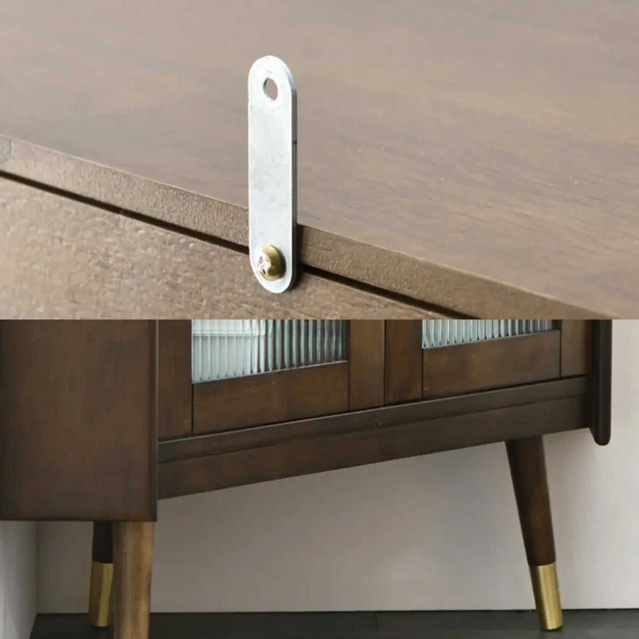 Rustic Brown Wooden Corner Wine Cabinet with Glass Doors Image - 6