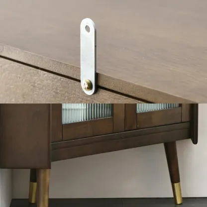 Rustic Brown Wooden Corner Wine Cabinet with Glass Doors Image - 6