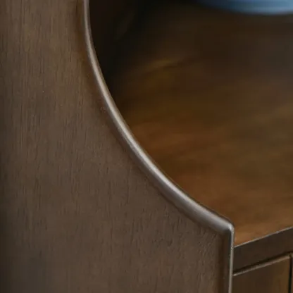 Rustic Brown Wooden Corner Wine Cabinet with Glass Doors Image - 7