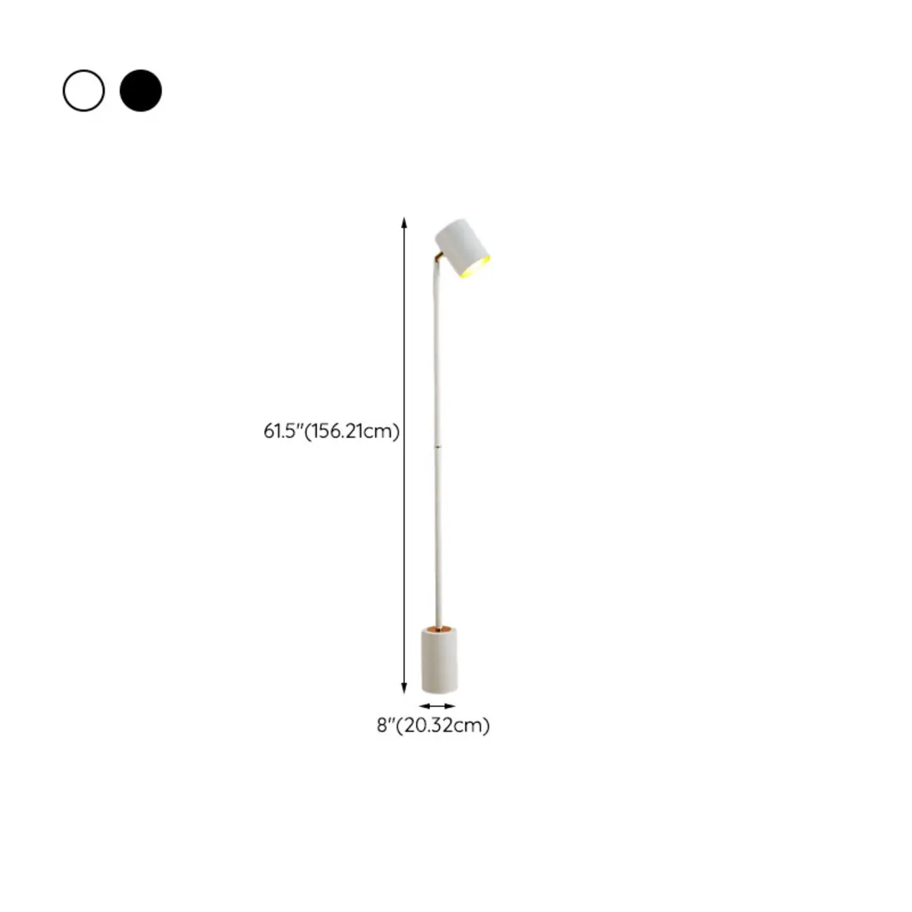 Modern Minimalist Iron Cylinder LED Reading Floor Lamp #size