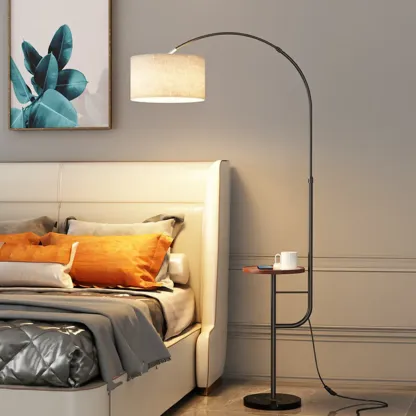Arc Floor Lamp with Table and Adjustable Head for Living Room Image - 3