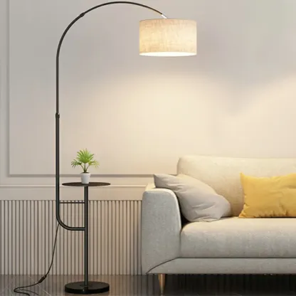 Arc Floor Lamp with Table and Adjustable Head for Living Room Image - 6