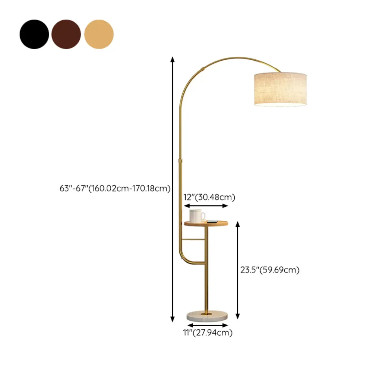 Arc Floor Lamp with Table and Adjustable Head for Living Room #size