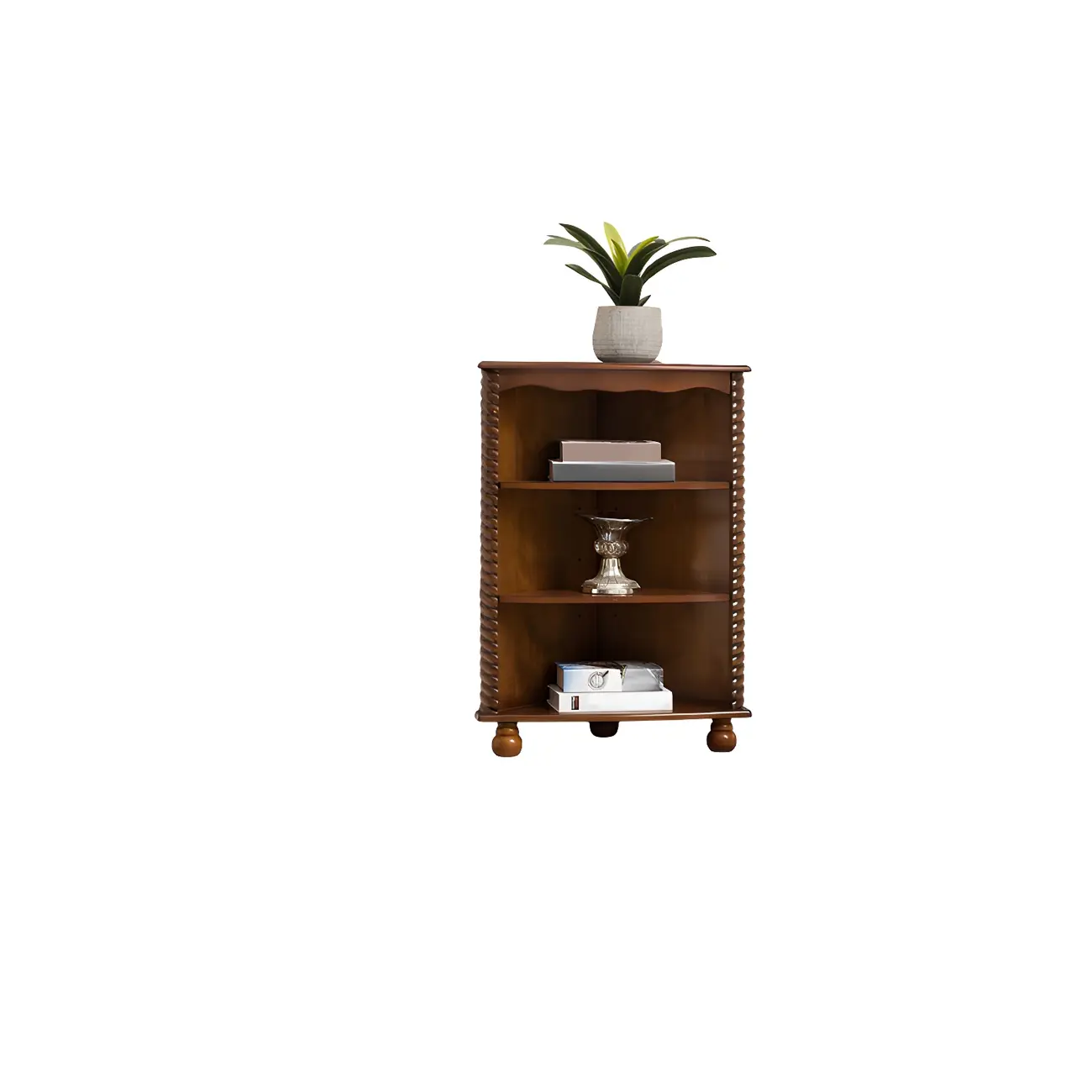 Traditional Wooden Corner Wine Rack with Drawers Open Shelves Image - 5 | homeyfad