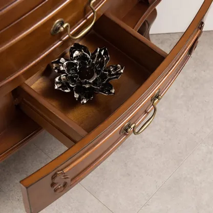 Traditional Wooden Corner Wine Rack with Drawers Open Shelves Image - 9