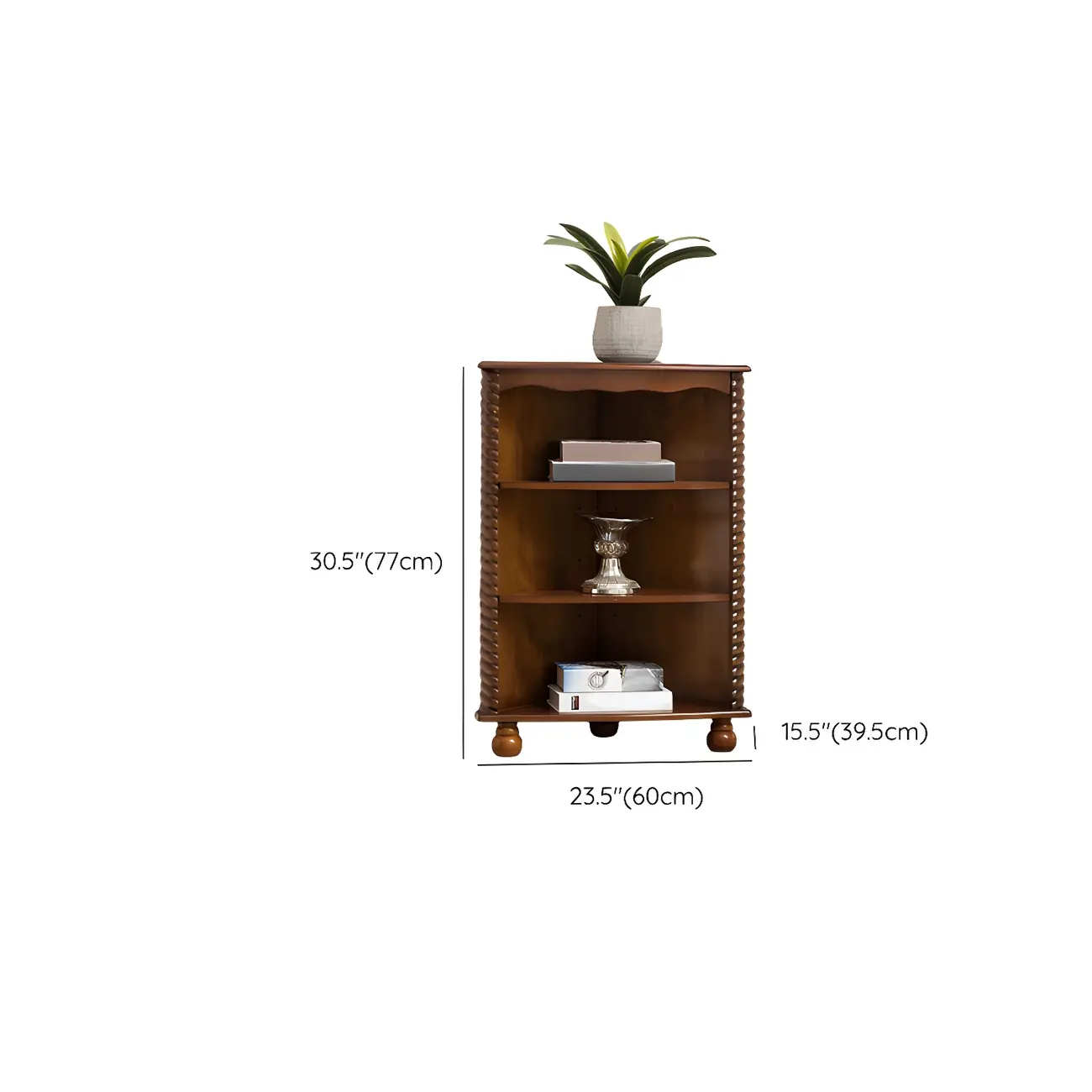 Traditional Wooden Corner Wine Rack with Drawers Open Shelves #size