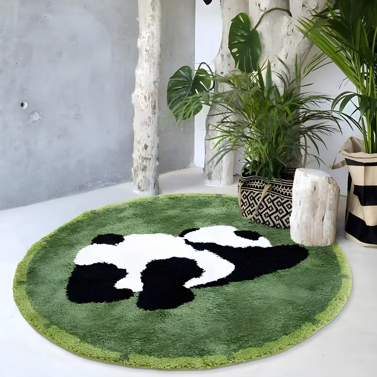 Round Cotton Wildlife Area Rug for Kids Room Image - 1 | homeyfad