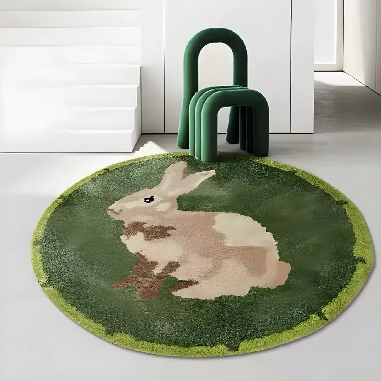 Round Cotton Wildlife Area Rug for Kids Room Image - 2 | homeyfad