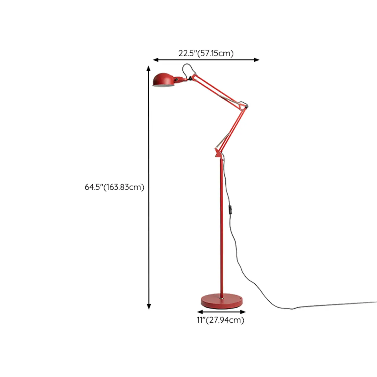 Adjustable Task Floor Lamp with Swing Arm for Living Room #size