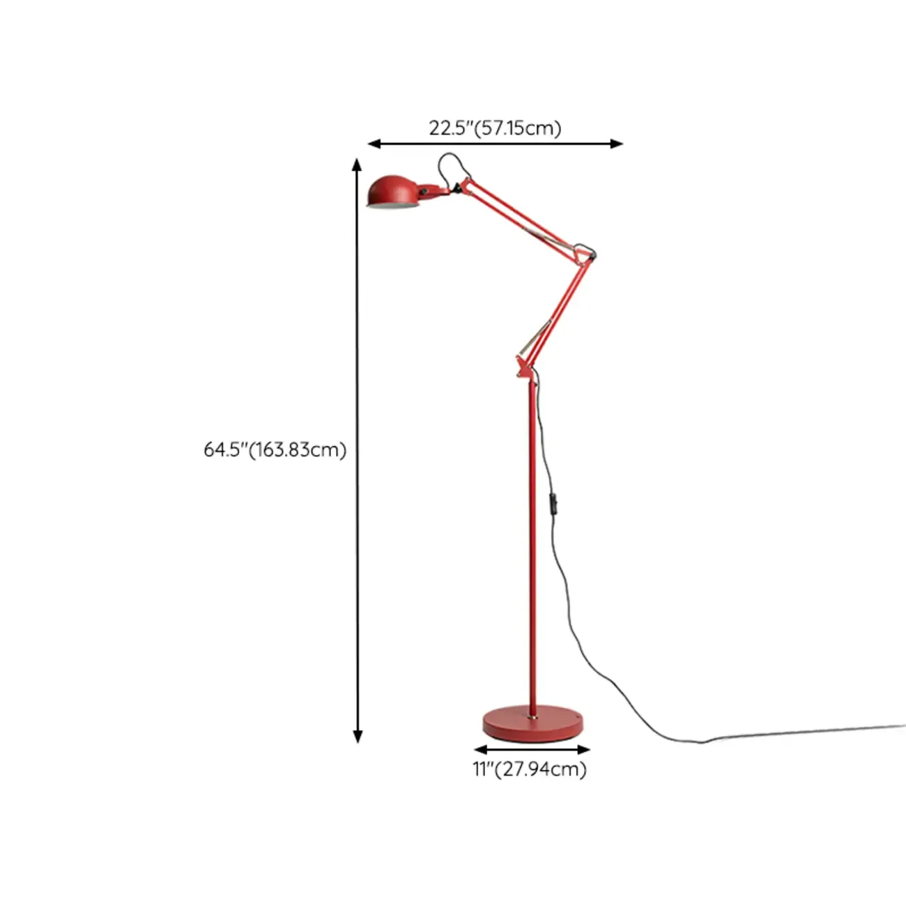 Adjustable Task Floor Lamp with Swing Arm for Living Room #size