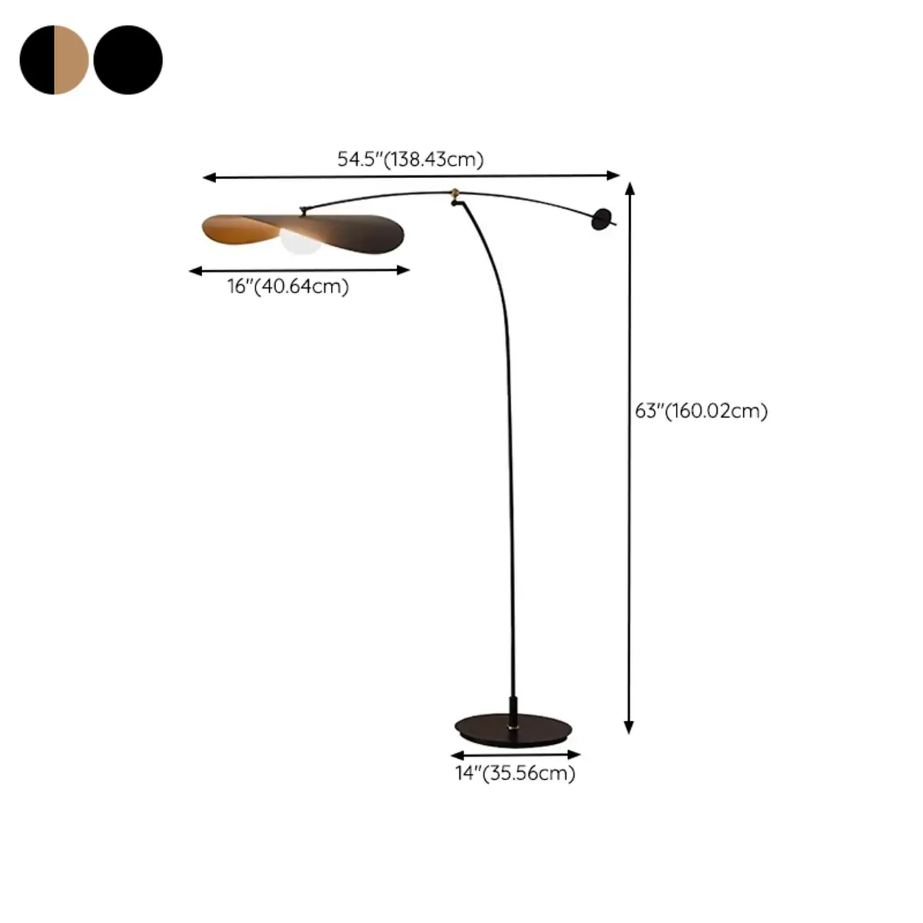 Modern LED Floor Lamp with Balance Arm for Living Room #size