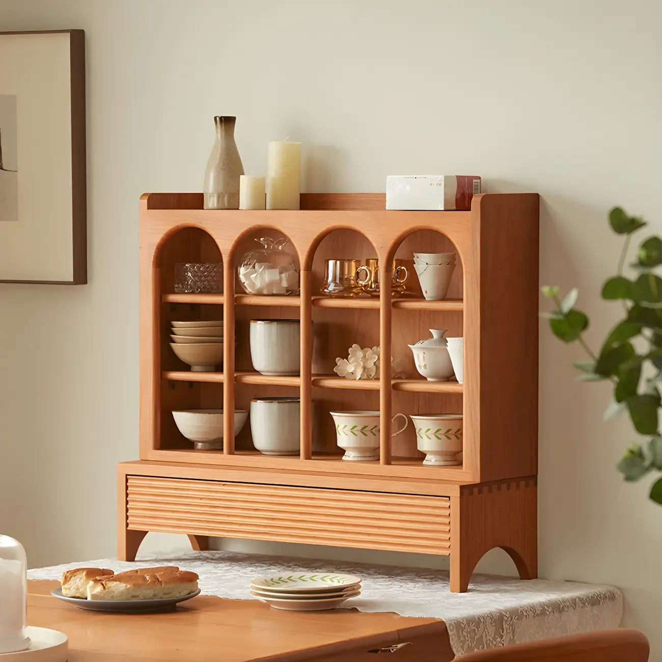 Modern Cherry Wood Small Buffet Sideboard Display Cabinet | HomeyFad