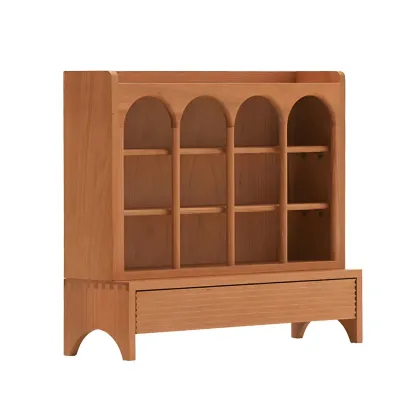 Classic Cheery Wooden Open Display Cabinet for Dining Room Image - 6