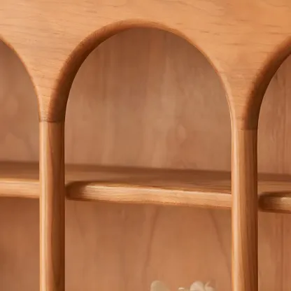 Classic Cheery Wooden Open Display Cabinet for Dining Room Image - 9