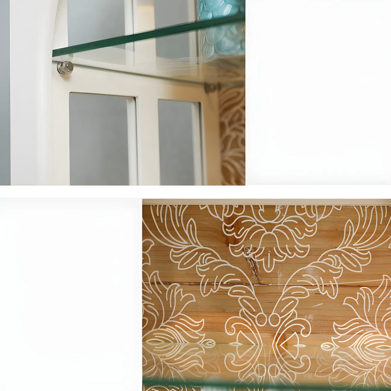 Modern Wooden Display Cabinet with Glass Shelves for Kitchen Image - 7 | homeyfad