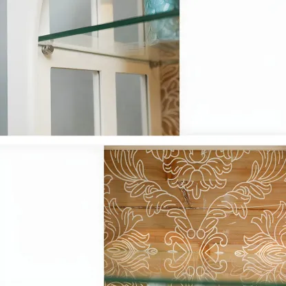 Modern Wooden Display Cabinet with Glass Shelves for Kitchen Image - 7