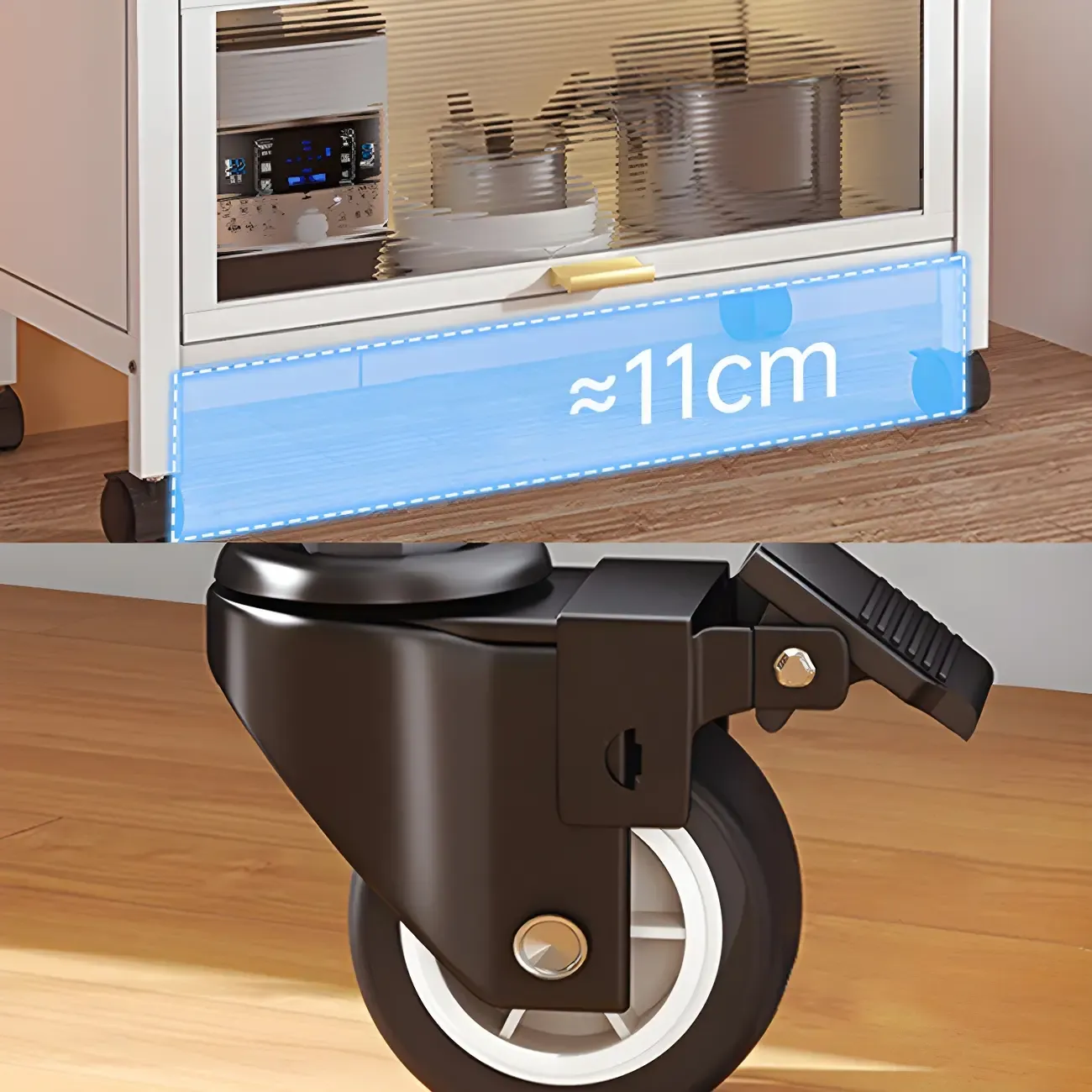 Elegant White Steel Display Cabinet with Shelves Image - 13