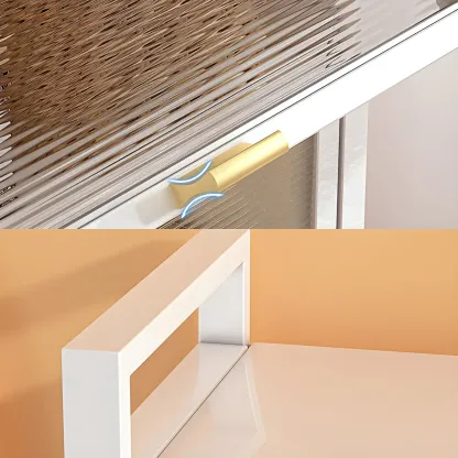 Elegant White Steel Display Cabinet with Shelves Image - 16