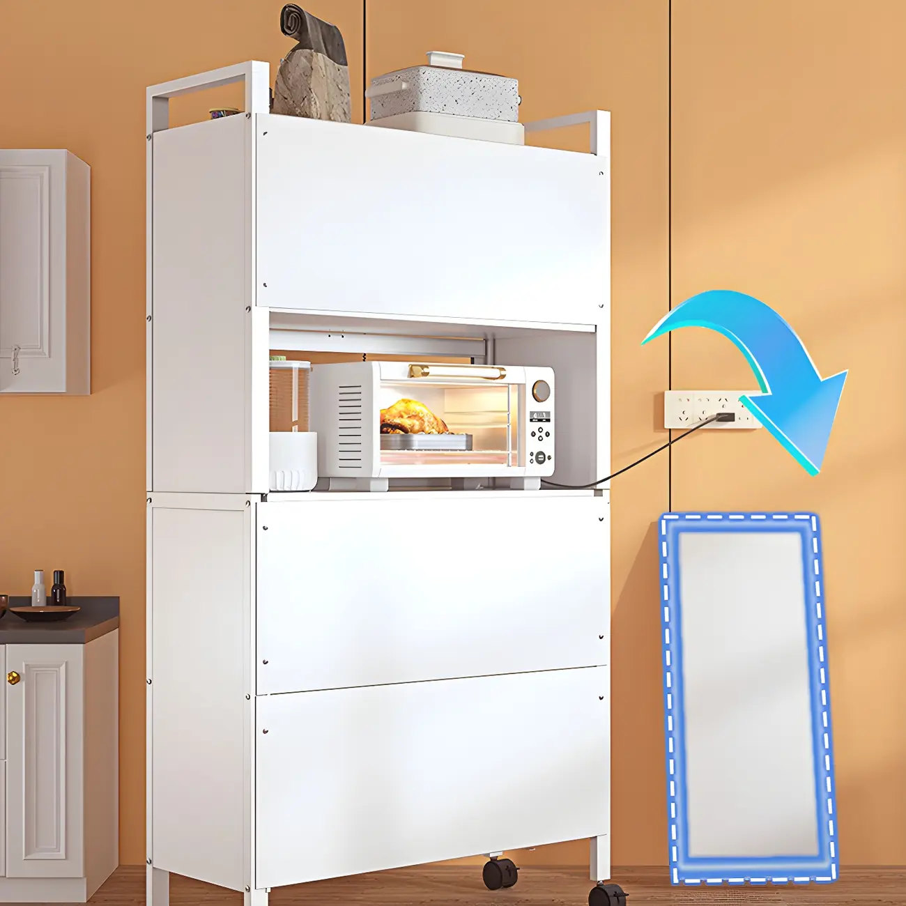 Elegant White Steel Display Cabinet with Shelves Image - 20 | homeyfad