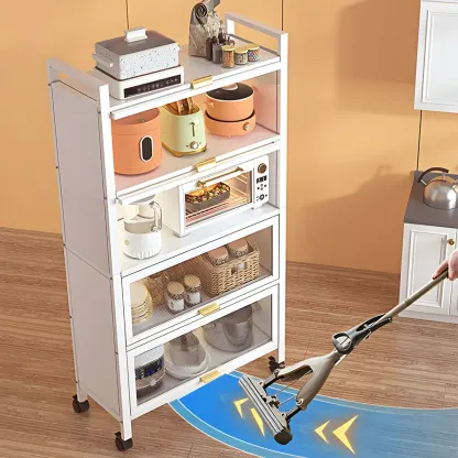 Elegant White Steel Display Cabinet with Shelves Image - 22