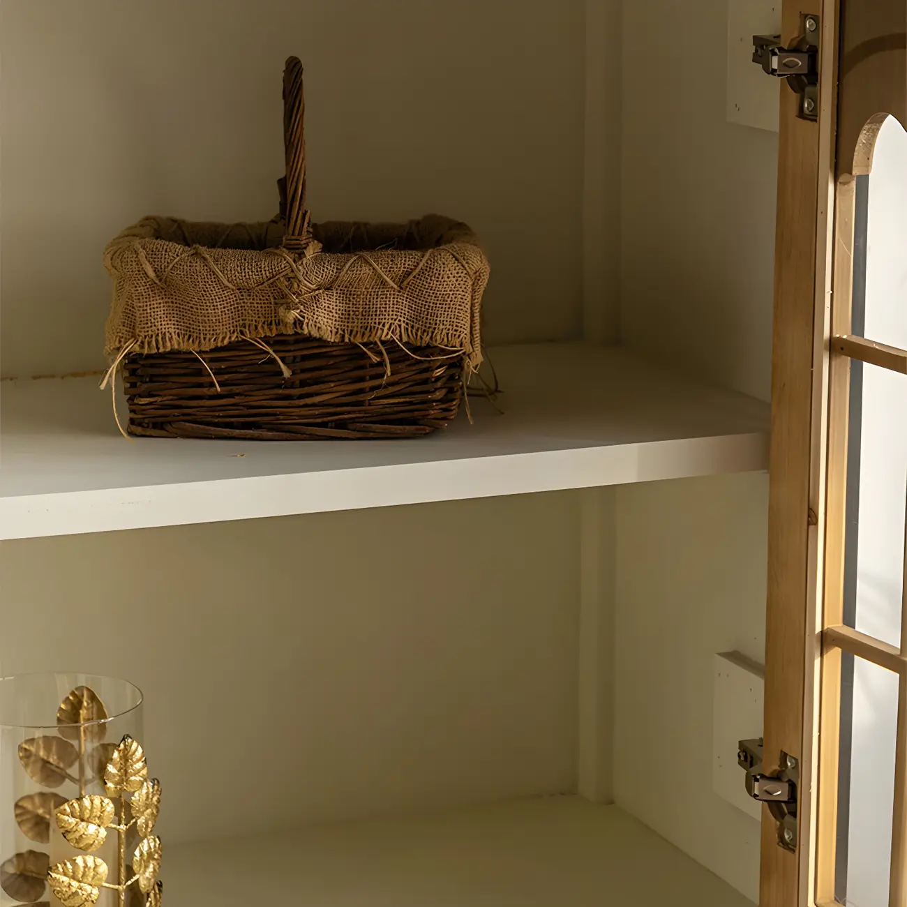 Vintage Wooden Display Cabinet with 2-Drawers for Home Decor Image - 7 | homeyfad