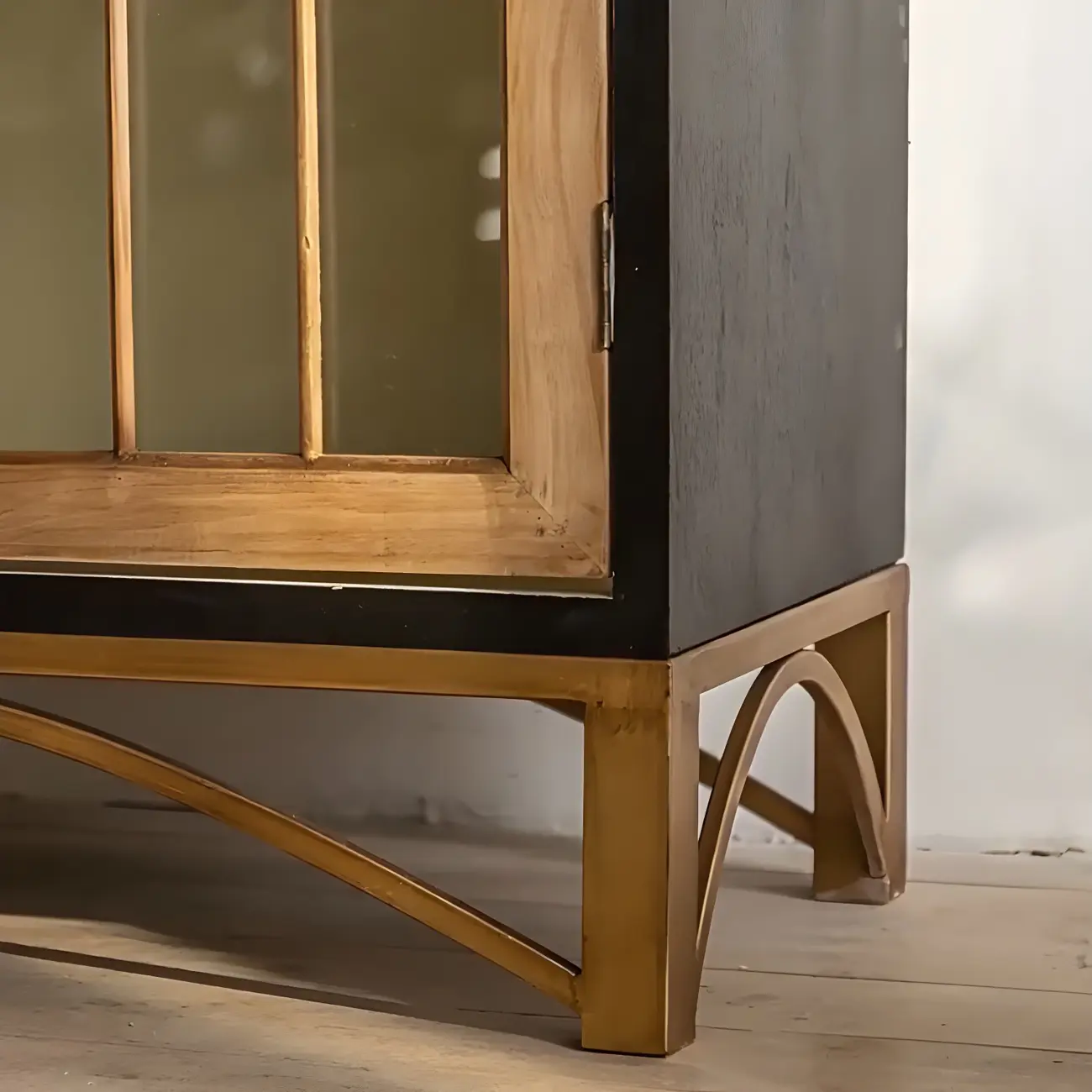 Vintage Wooden Display Cabinet with 2-Drawers for Home Decor Image - 10 | homeyfad