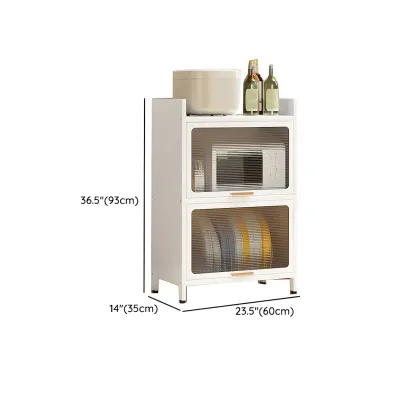 Elegant White Steel Display Cabinet with Shelves Image - 29