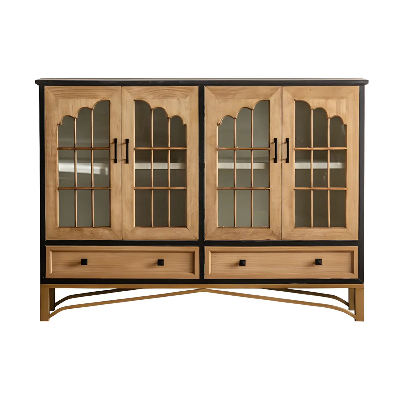 Vintage Wooden Display Cabinet with 2-Drawers for Home Decor Image - 11 | homeyfad