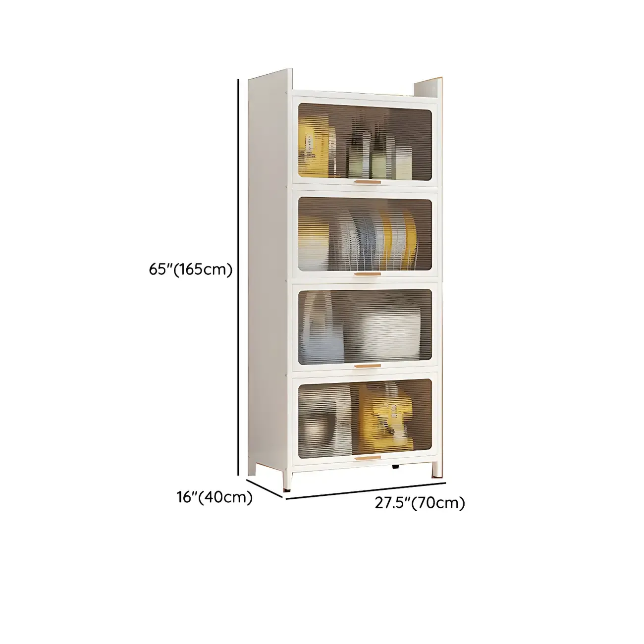 Elegant White Steel Display Cabinet with Shelves Image - 33