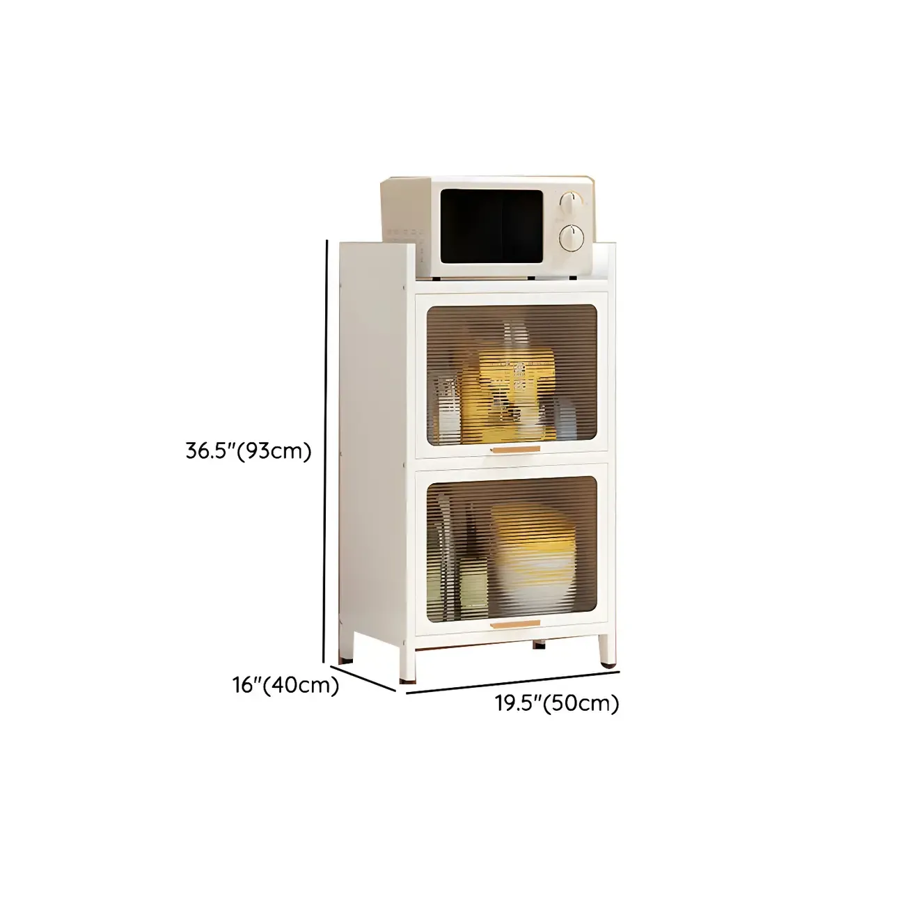 Elegant White Steel Display Cabinet with Shelves Image - 36