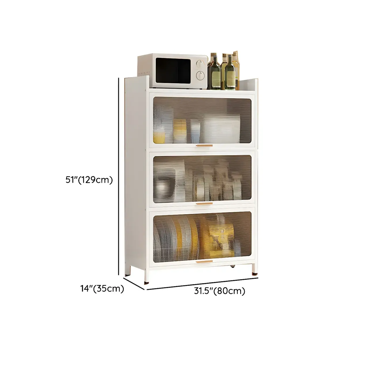 Elegant White Steel Display Cabinet with Shelves Image - 39