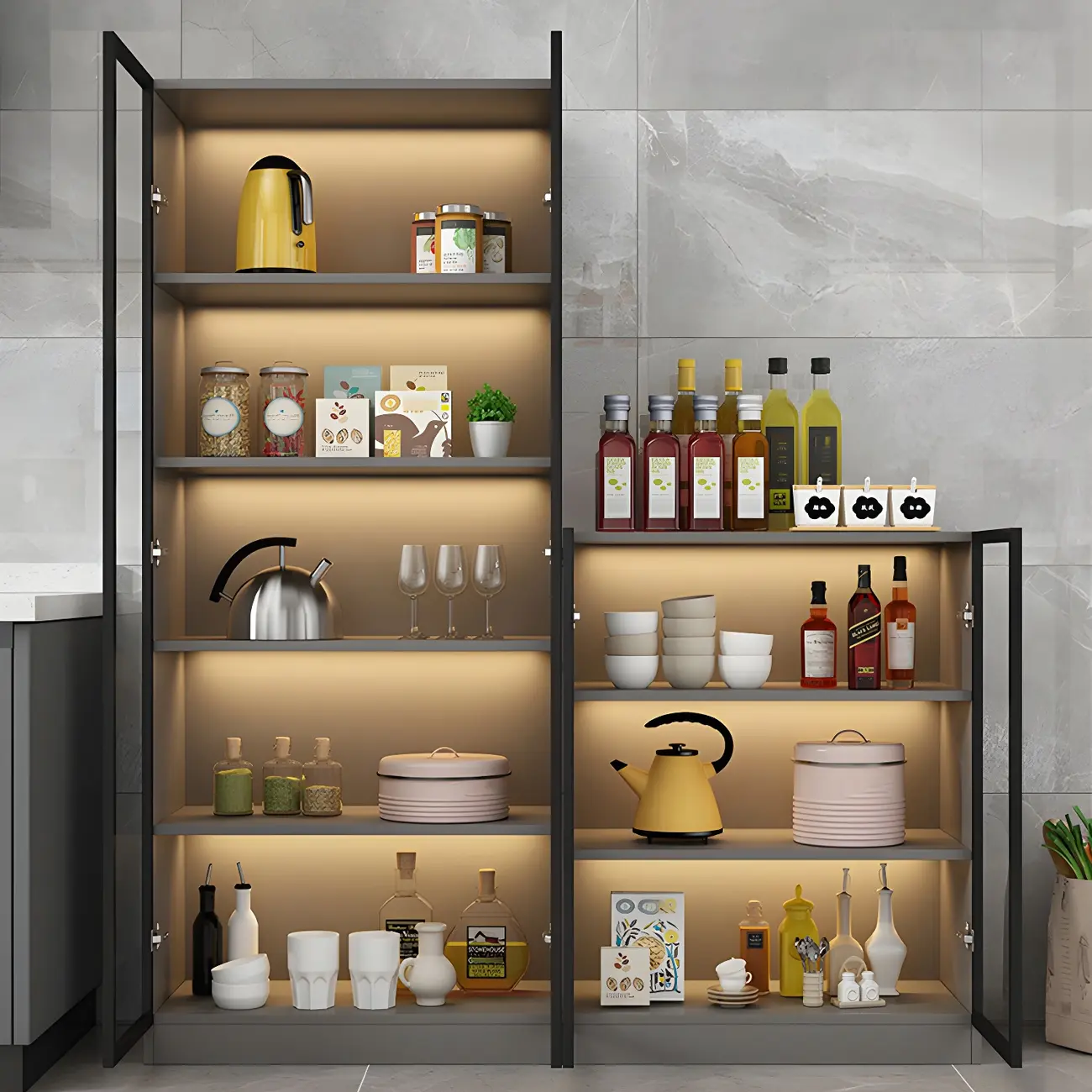 Traditional Freestanding Wooden Display Cabinet with Glass Doors Image - 8 | homeyfad