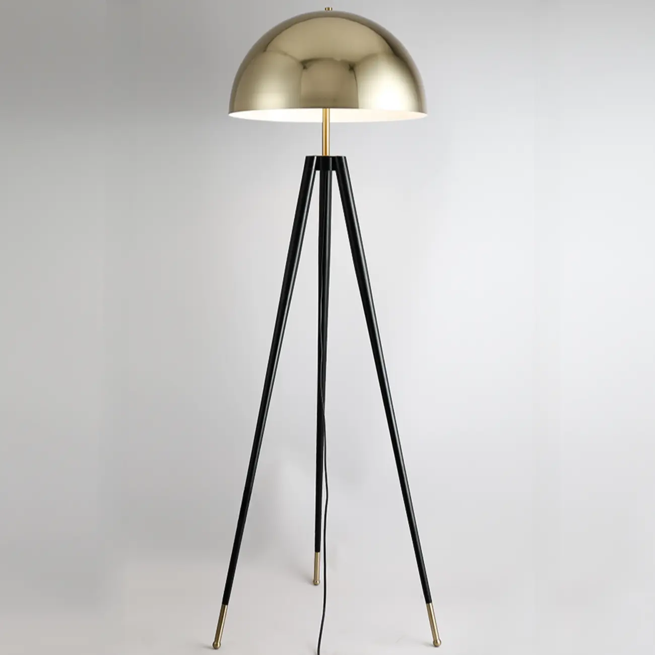 Modern Metal Tripod Floor Lamp with Gold Shade for Living Room Image - 4 | homeyfad