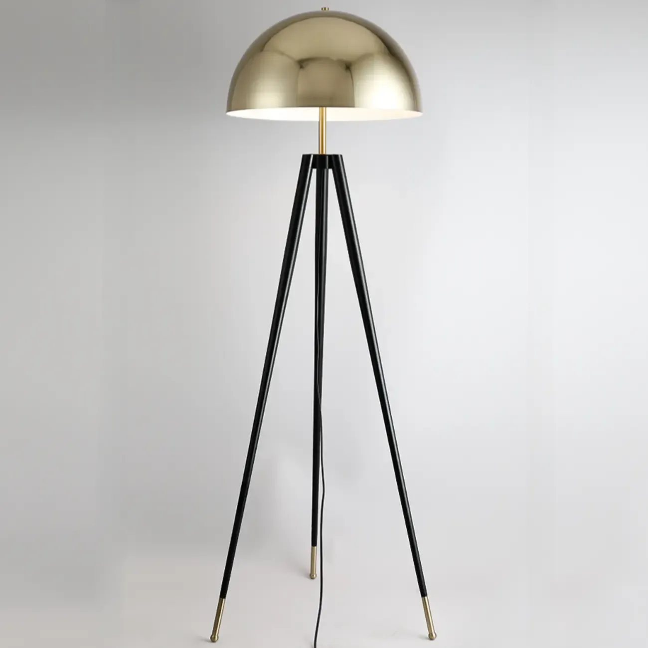 Modern Metal Tripod Floor Lamp with Gold Shade for Living Room Image - 4