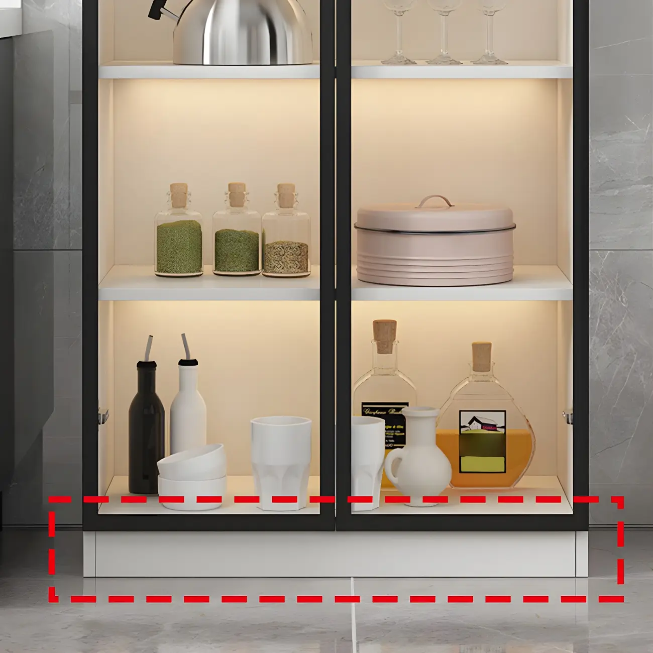 Traditional Freestanding Wooden Display Cabinet with Glass Doors Image - 10 | homeyfad