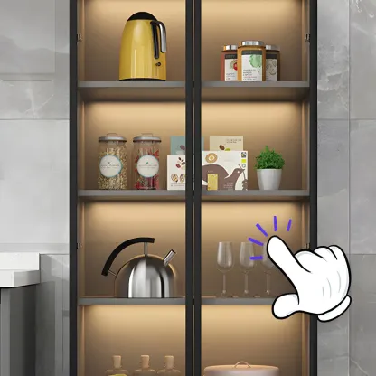 Traditional Freestanding Wooden Display Cabinet with Glass Doors Image - 11