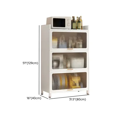 Elegant White Steel Display Cabinet with Shelves Image - 47