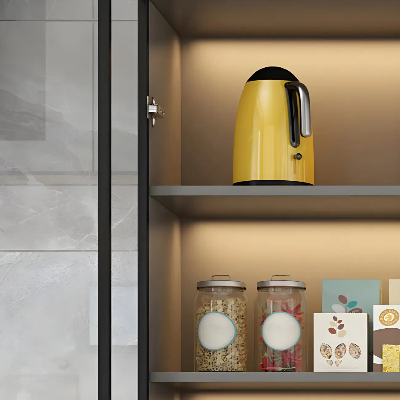 Traditional Freestanding Wooden Display Cabinet with Glass Doors Image - 12