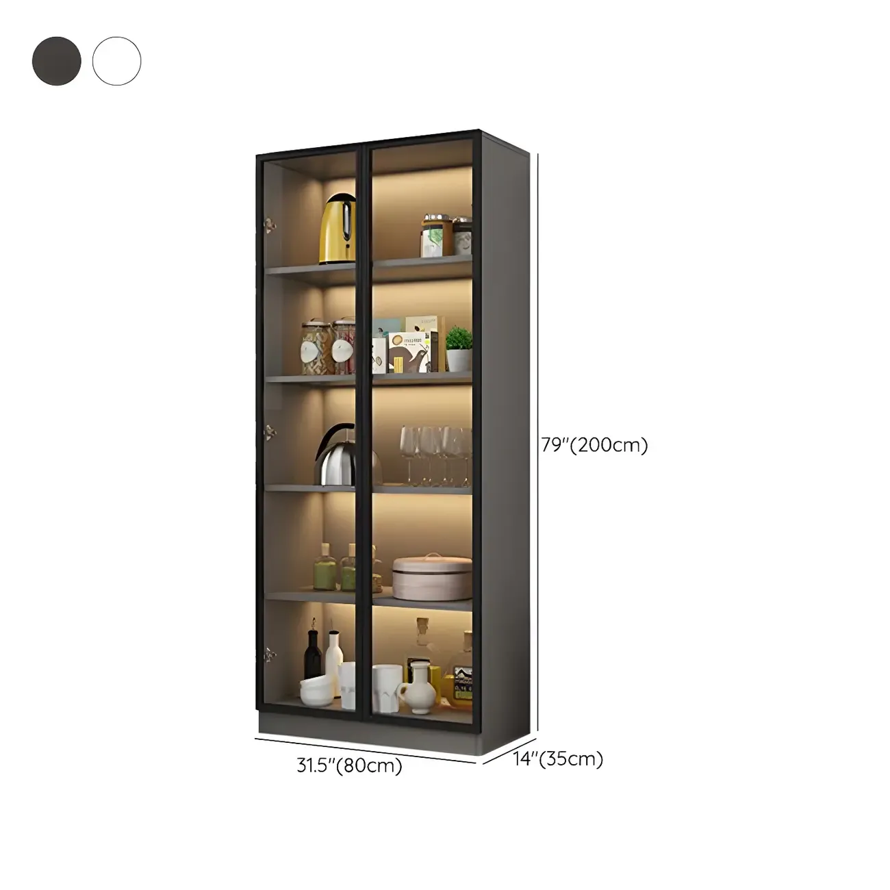 Traditional Freestanding Wooden Display Cabinet with Glass Doors Image - 16