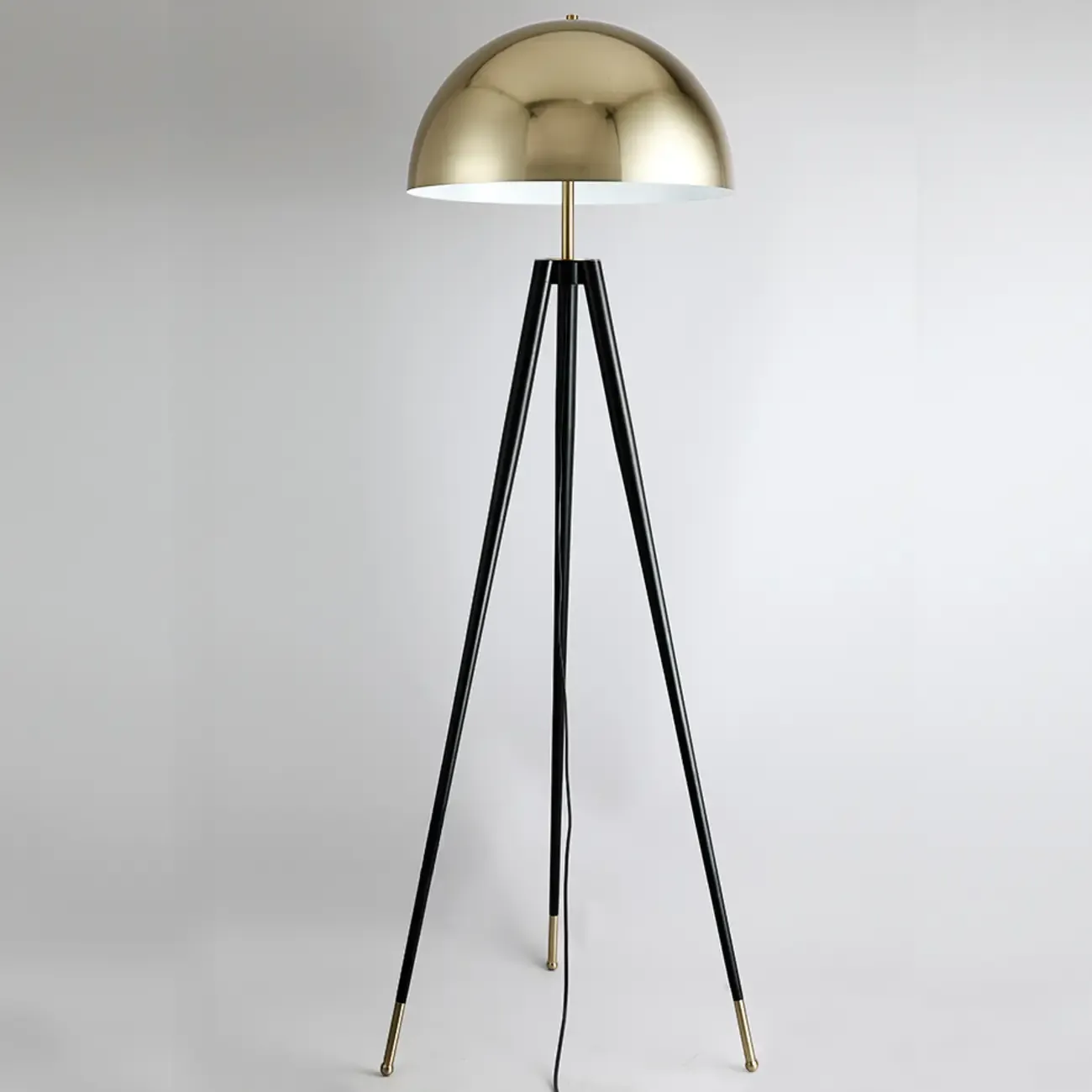 Modern Metal Tripod Floor Lamp with Gold Shade for Living Room Image - 6