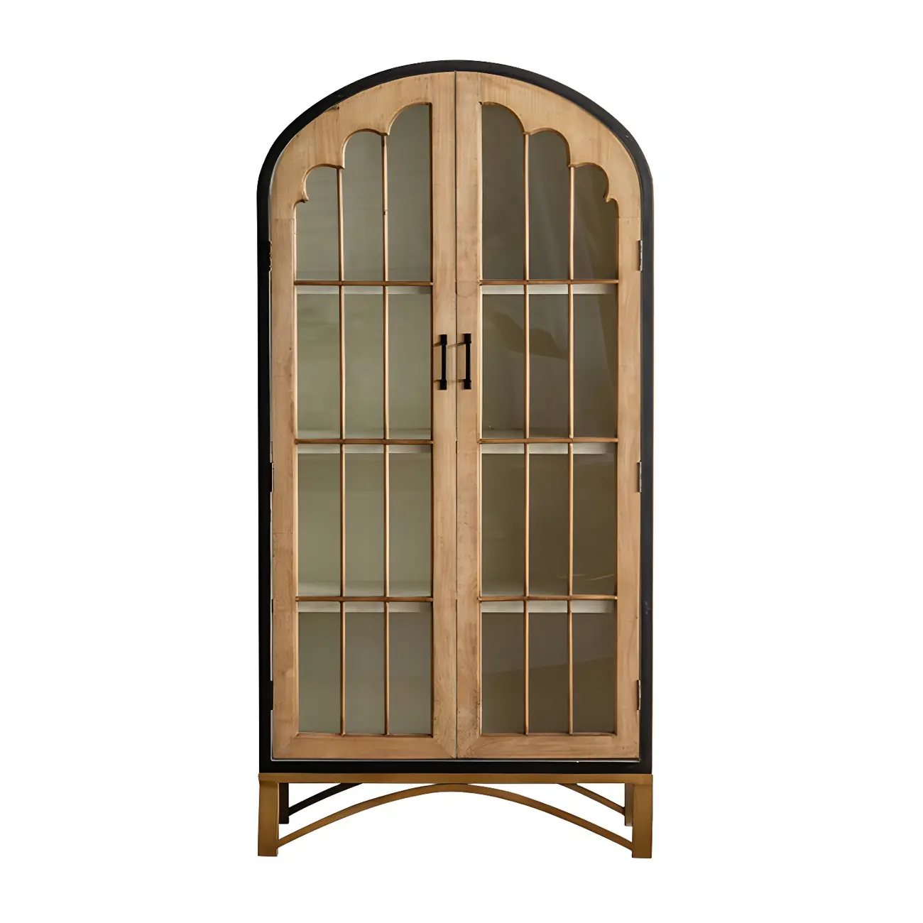 Vintage Wooden Arch Display Cabinet with Glass Doors for Home Image - 9 | homeyfad