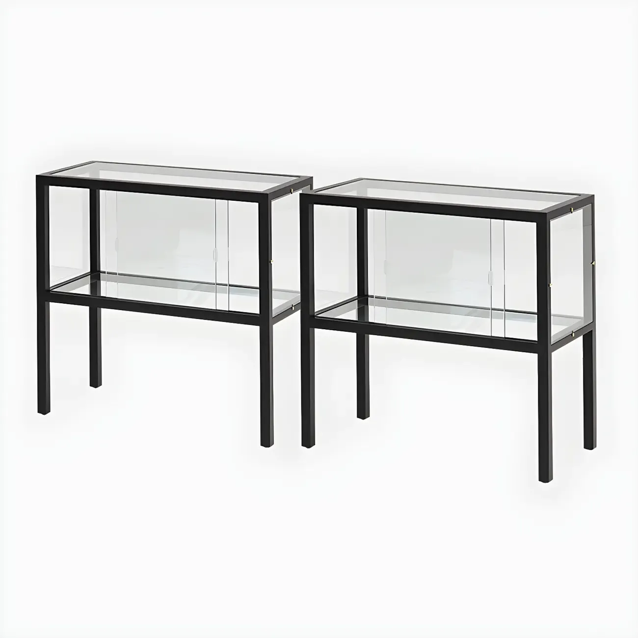 Modern Glass Display Cabinet with Metal Frame for Dining Room Image - 3