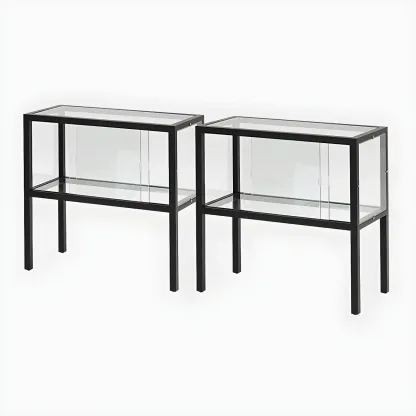 Modern Glass Display Cabinet with Metal Frame for Dining Room Image - 3