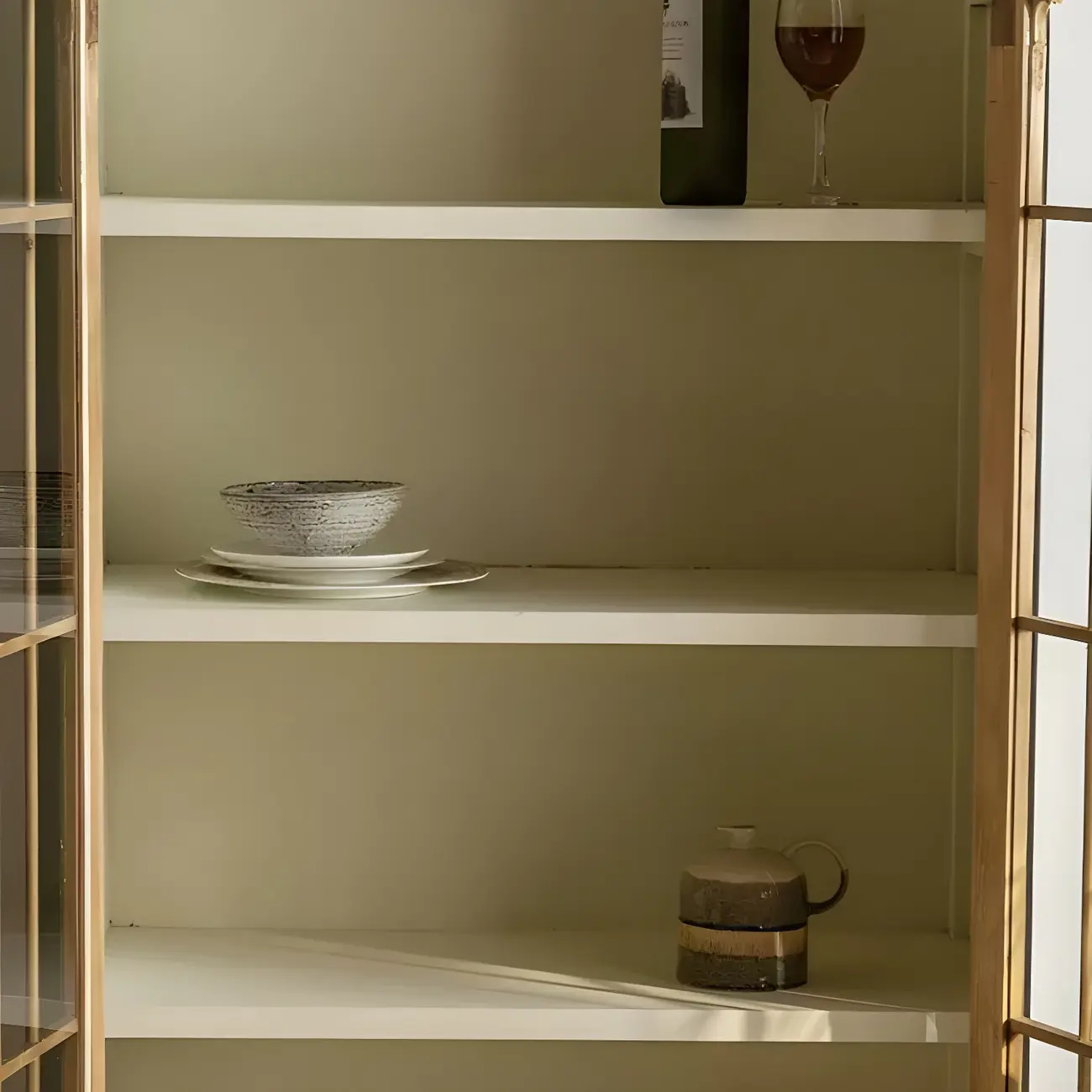 Vintage Wooden Arch Display Cabinet with Glass Doors for Home Image - 12 | homeyfad