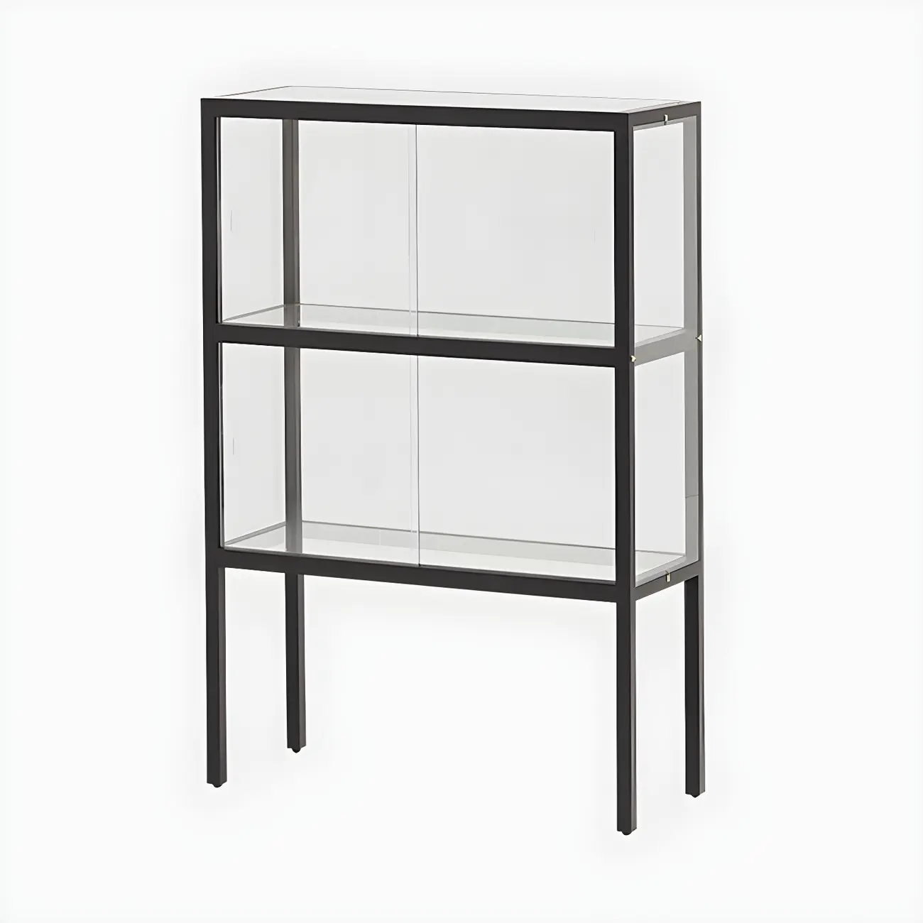 Modern Glass Display Cabinet with Metal Frame for Dining Room Image - 4 | homeyfad