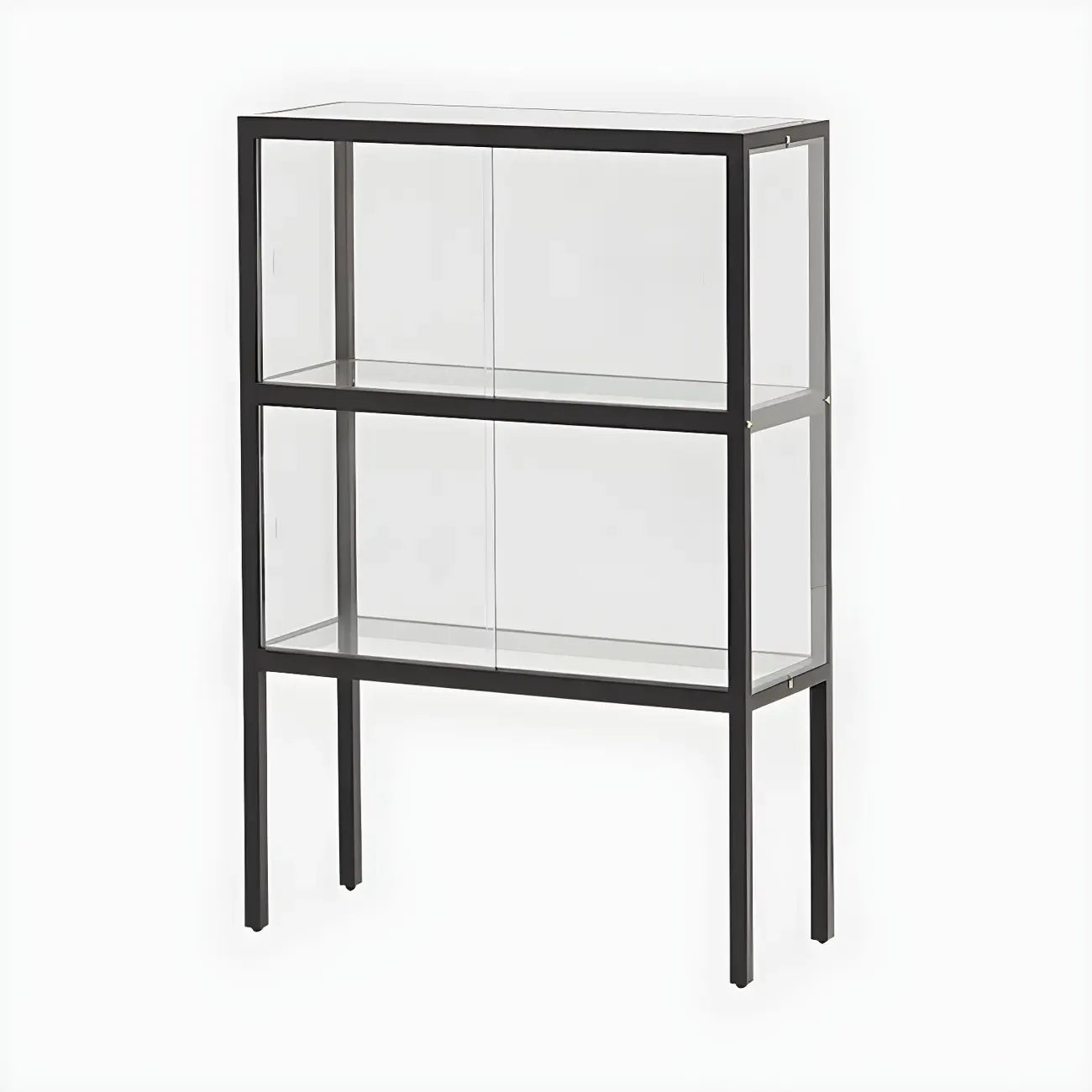 Modern Glass Display Cabinet with Metal Frame for Dining Room Image - 4
